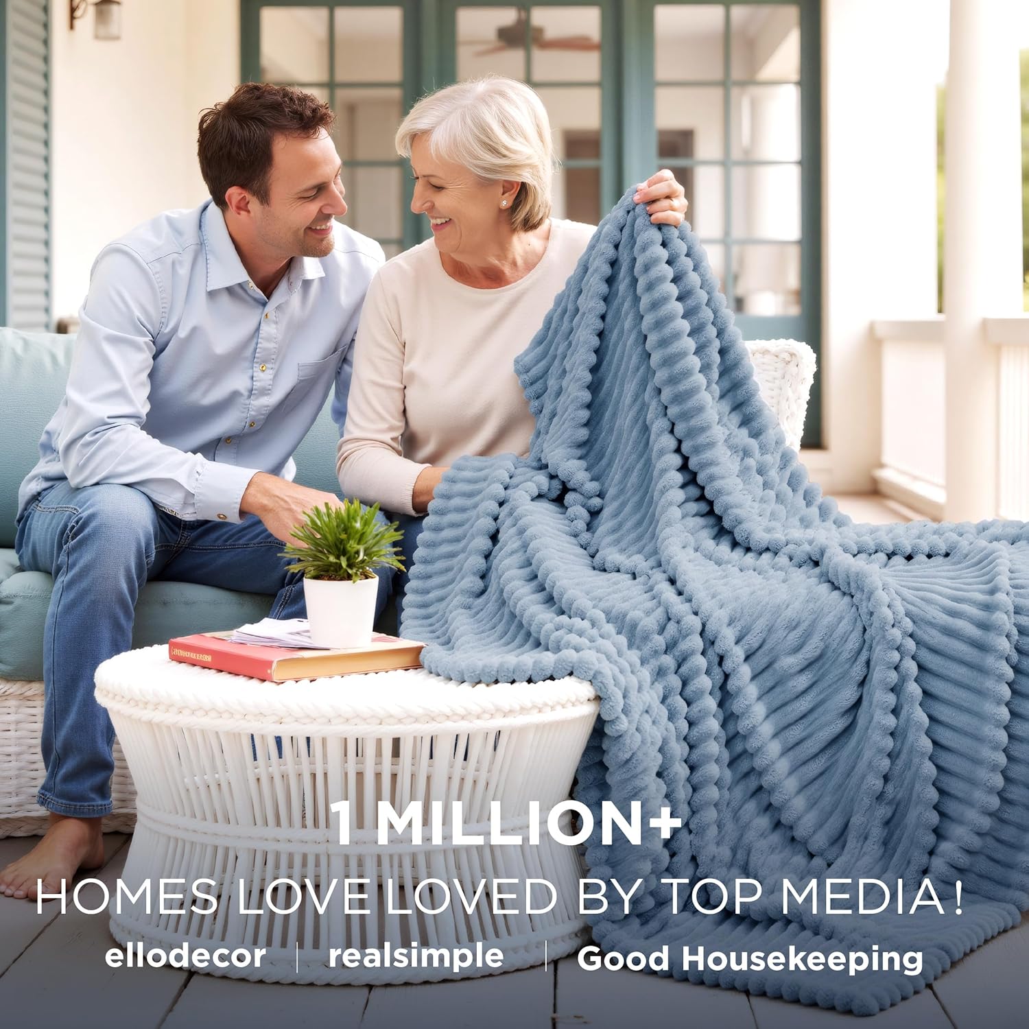 Bedsure GentleSoft Throw Blanket - Cozy, Soft Couch Blanket in Blue | Perfect 50x70 Inches Size