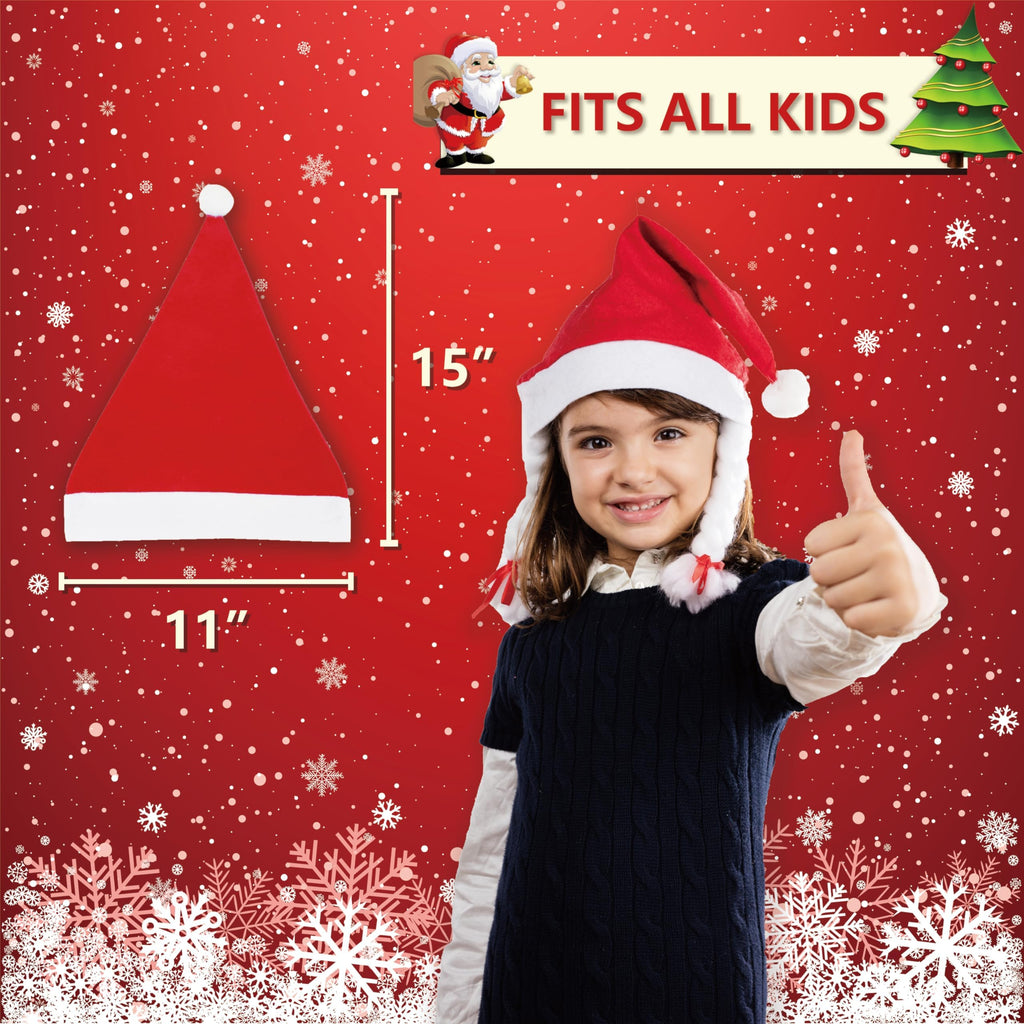 SORANGEUN 48pcs Santa Hats, Bulk Santa Hats for Little one, Red Classic Christmas Caps, Gorros De Navidad