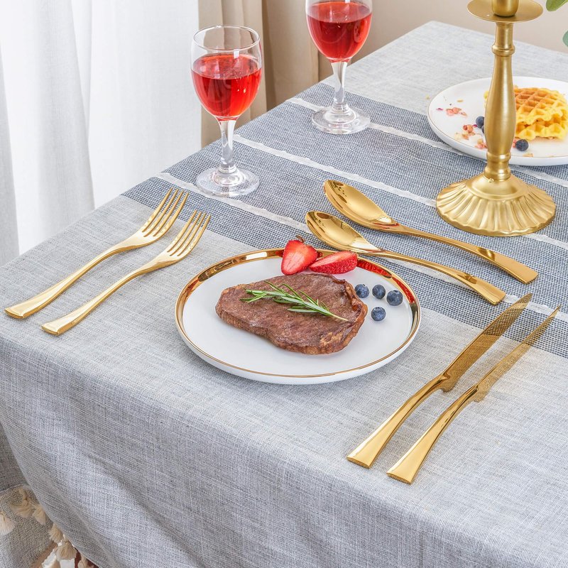 Joincook 24 Pieces Gold Silverware Set with Steak Knives Service for 4,Modern 18/10 Stainless Steel Flatware Cutlery Set,Utensil Set for Home Restaurant Hotel,Mirror Polished,Dishwasher Safe