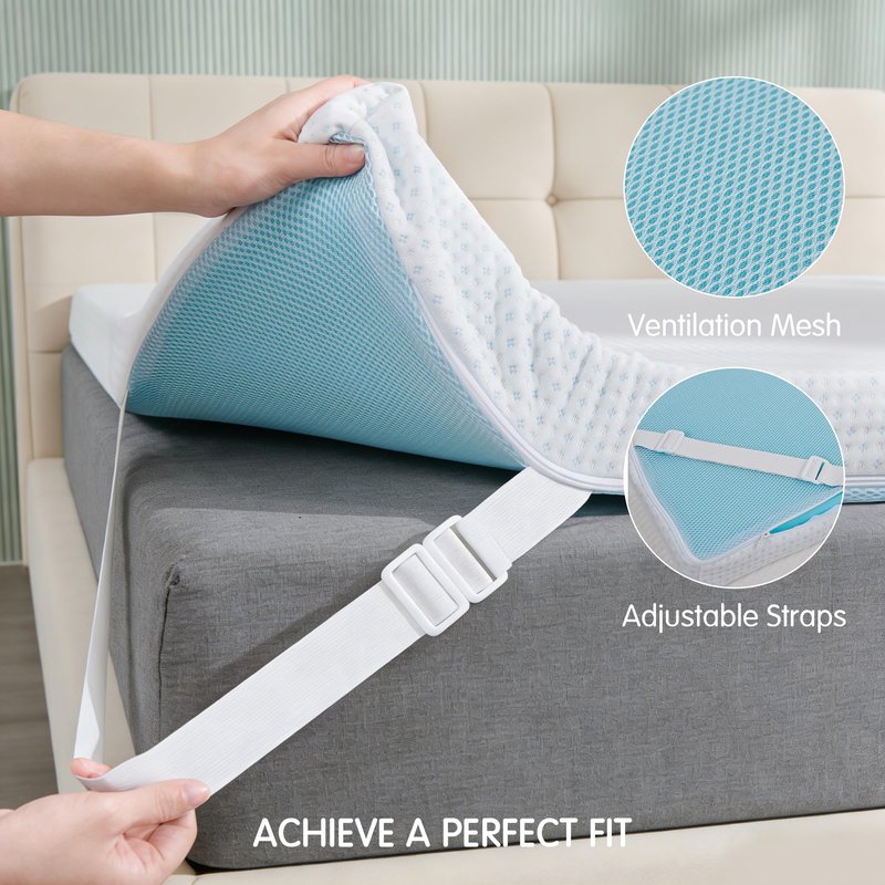 Subrtex Mattress Topper Cover (Only Cover) Mattress Protector Bedding Rayon Made from Bamboo Removable Mattress Encasement Mattress Cover with Zipper (4 Inch, White, King)