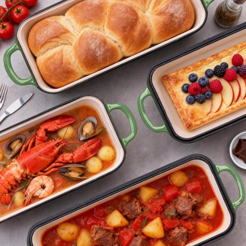 Cast Iron Bread Pan by [Brand Name] - 11x5 Inch Sourdough Baking Pan with Lid | Even Heat Distribution, 5.8Qt, Pistachio