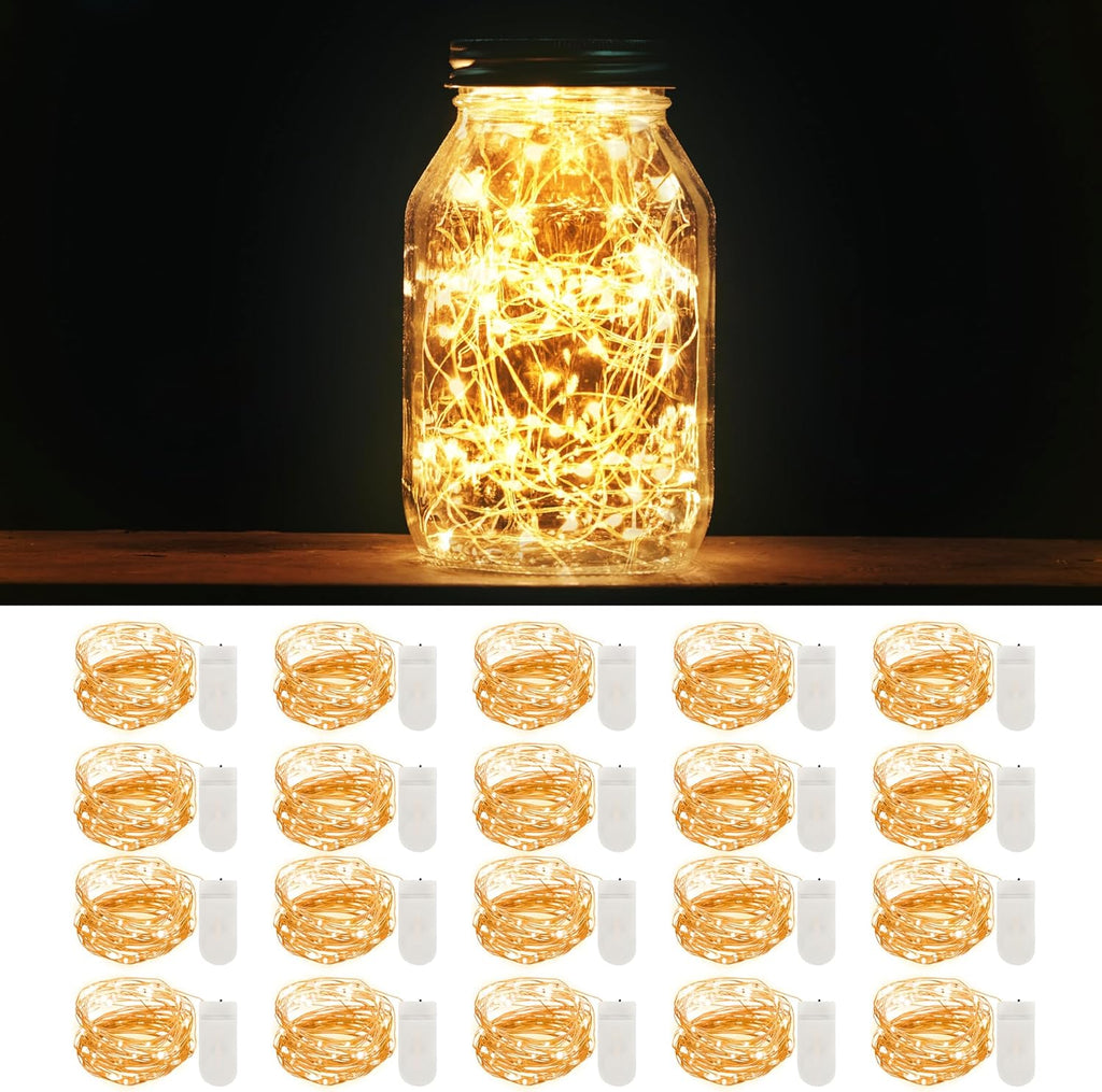 MUMUXI Fairy String Lights - 20 Pack 3.3ft Battery Operated Mini LEDs for Weddings & Crafts | Warm White