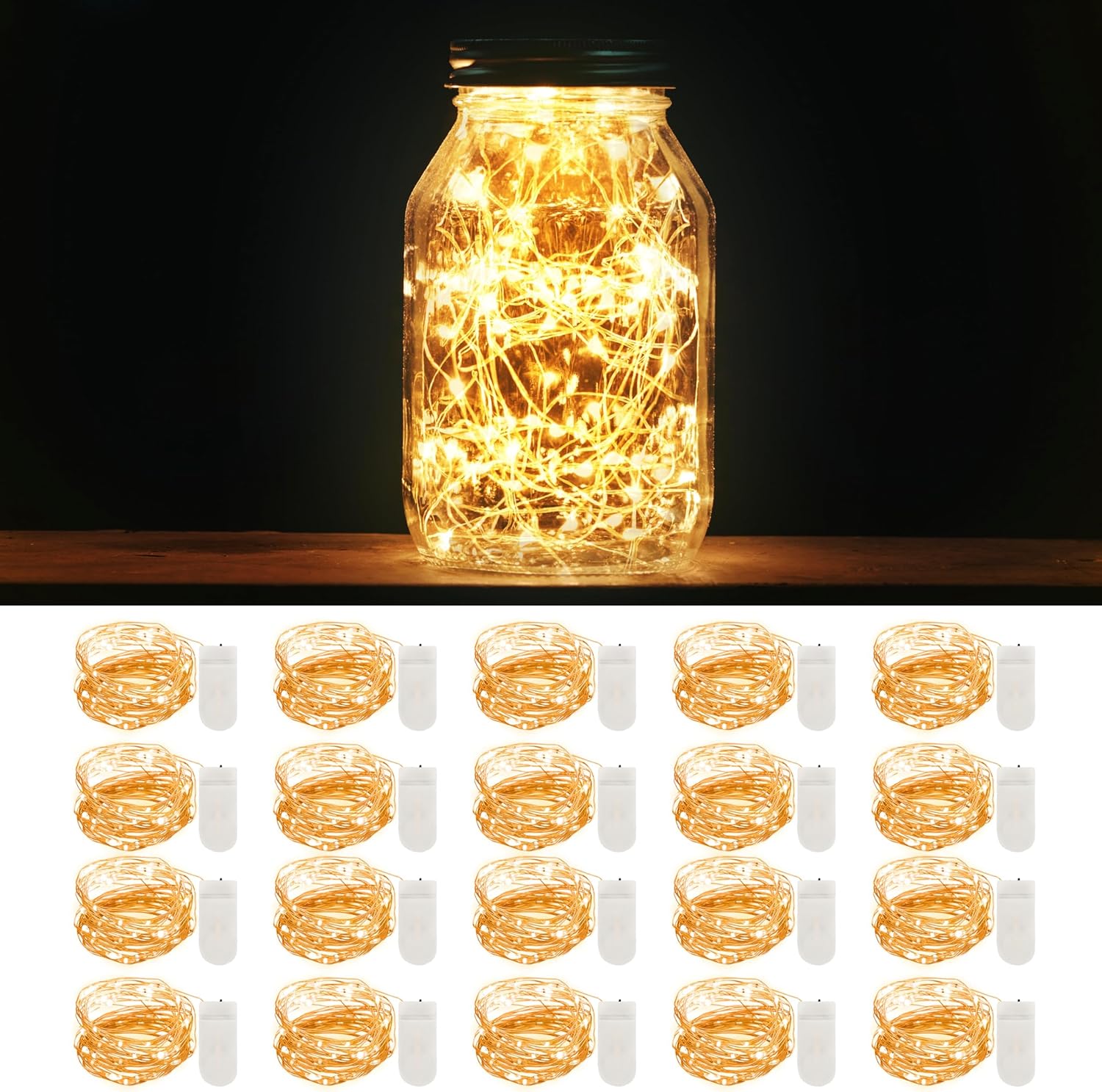 MUMUXI Fairy String Lights - 20 Pack 3.3ft Battery Operated Mini LEDs for Weddings & Crafts | Warm White