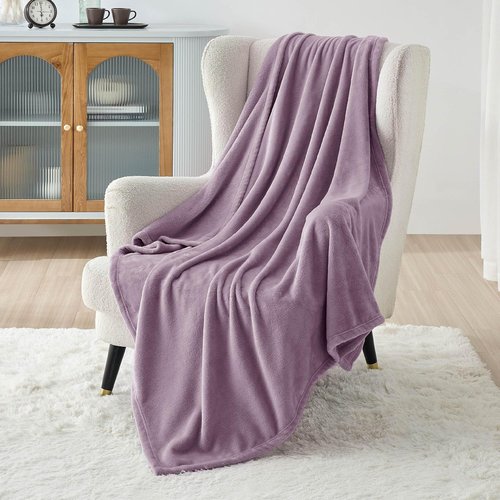 Bedsure GentleSoft Fleece Blanket - Lightweight Plush Cozy Twin Size Fog Purple 60x80 Inches