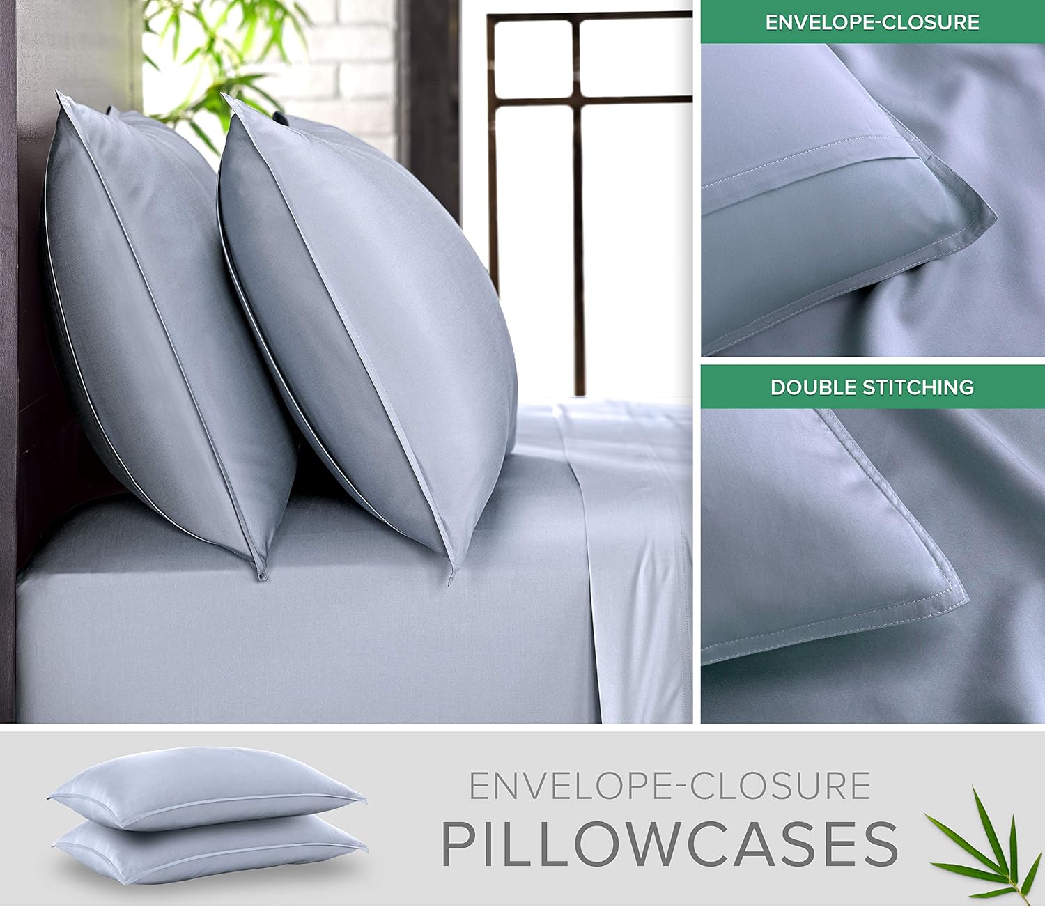 Pure Bamboo Twin Sheets - 100% Organic Viscose Bed Sheet Set | Luxuriously Soft & Cooling, Sterling Blue