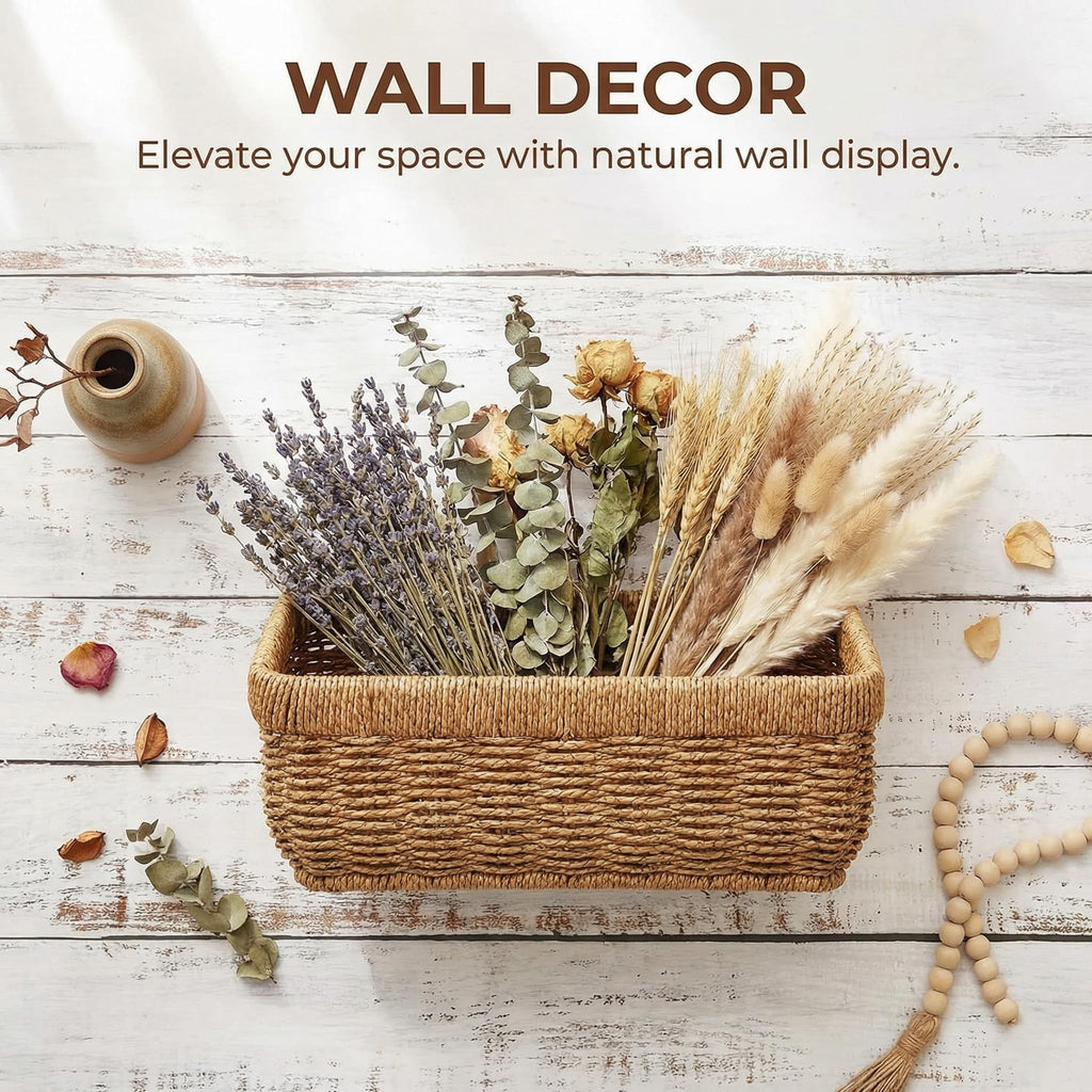 11 inches Wall Hanging Baskets Woven Basket Boho Style Fruit Basket Storage Baskets for Organizing Home Kitchen Garden Plants Hanging Decoration