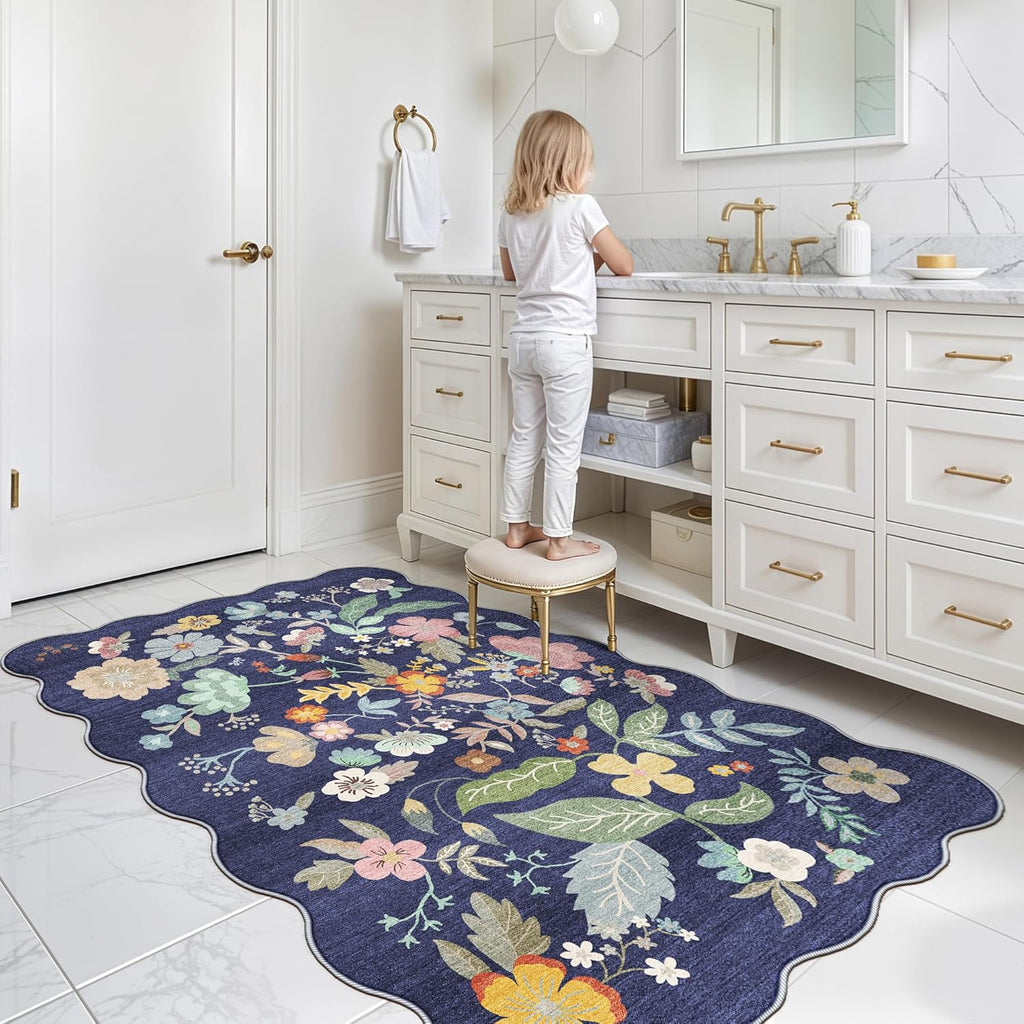 Skiennix Washable 3x5 Entryway Area Rug - Ultra Soft, Anti-Slip, Water-Resistant Mat in Purple