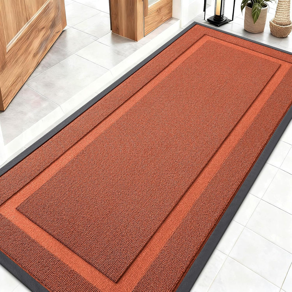 OLANLY Waterproof Front Door Mat - All-Season Indoor/Outdoor Doormat | Sturdy Natural Rubber, 59x23, Vermillion Red