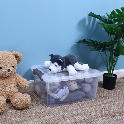 Citylife 17 QT Plastic Storage Bins - Stackable Latching Containers for Organizing | 4 Pack, Clear