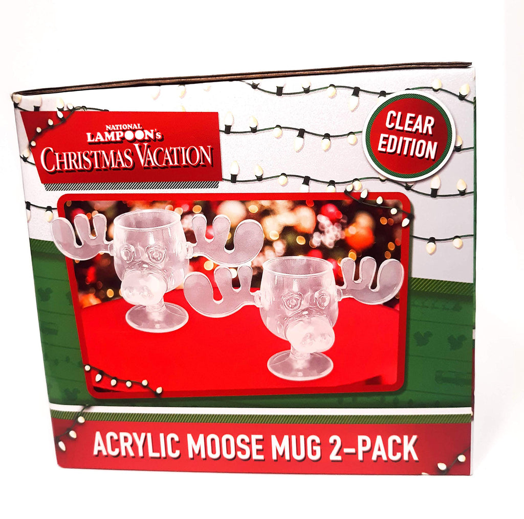 National Lampoon’s Christmas Vacation Griswold Moose Mugs – Holiday Drinkware Set, Movie Collectible Cups, Gag Gift, White Elephant for Adults Kids and Family -2-Pack 4.5 oz acrylic