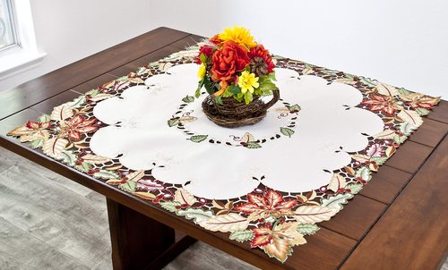 Fall and Maple Leaf Square Thanksgiving Table Topper Small Tablecloth (33 Inch Square)