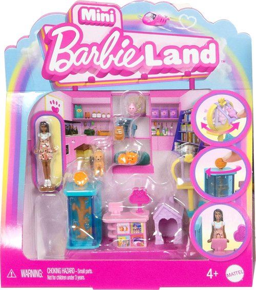 Barbie Mini BarbieLand Pet Boutique Playset - Includes Doll, Checkout Stand & Pet House for Imaginative Play