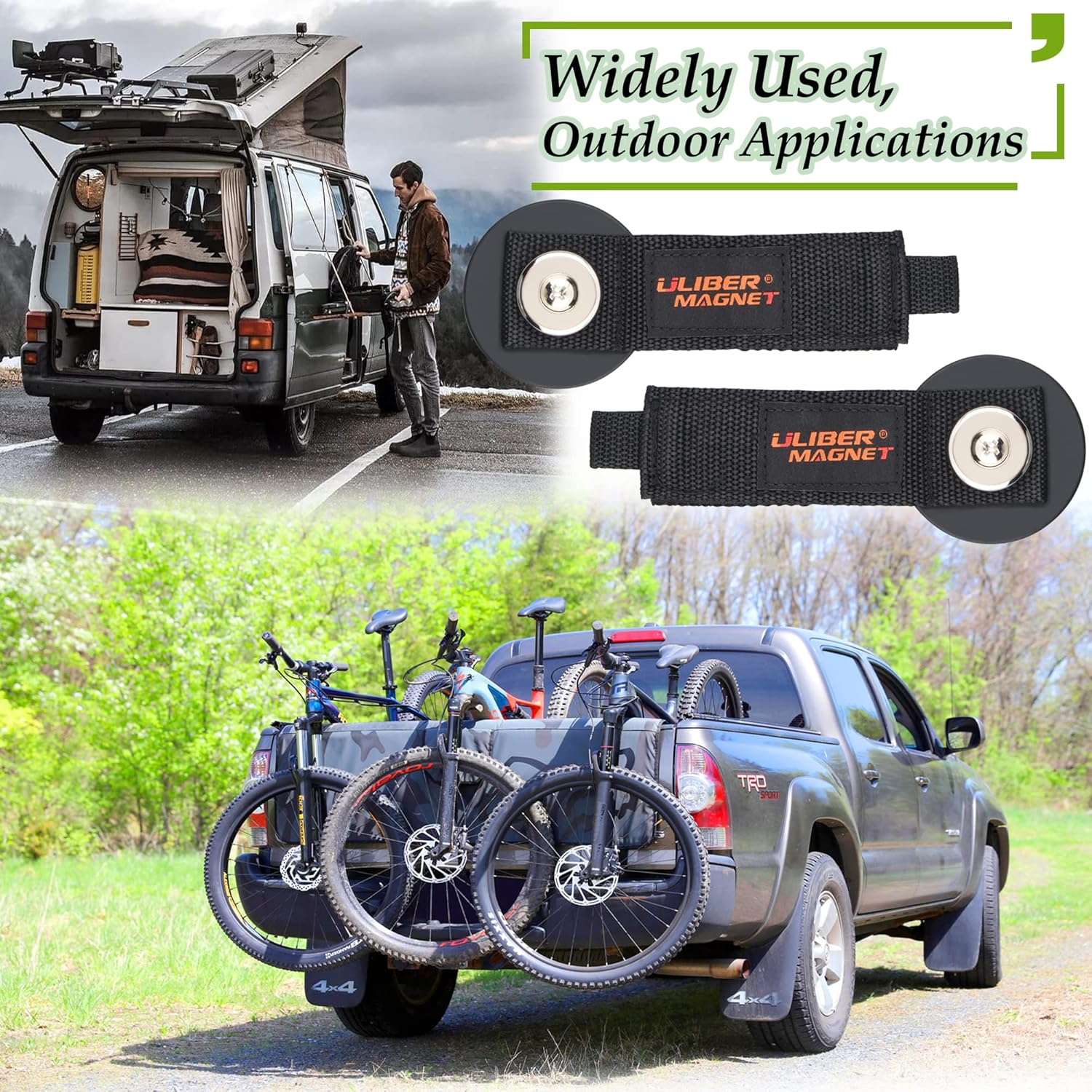 ULIBERMAGNET Strong Magnetic Storage Straps - Heavy Duty Organizer for Garage Tools & Cords | 2 Pack