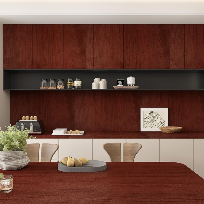 BAYYA Cherry Wood Contact Paper Red Brown Waterproof Furniture Sticker Peel and Stick Wallpaper Kitchen Cabinet Door Table Countertops Floor Shelf Drawer Liner Self-Adhesive Decorative Paper