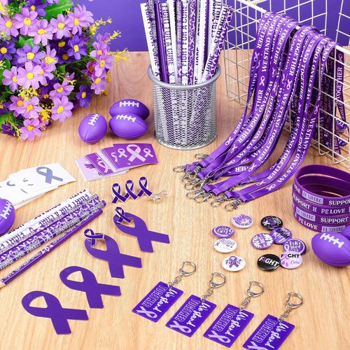 Hollowfly 400 Pcs Purple Ribbons Epilepsy Awareness Items Pancreatic Alzheimers Lupus Domestic Violence Items Ribbon Awareness Month Products for Charity Fundraising Party Supply