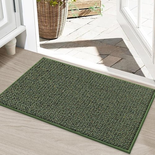 BEQHAUSE Dirt Trapper Door Mat - Non-Slip, Washable, Dirt Resistant | 20" x 32", Green Entryway Mat