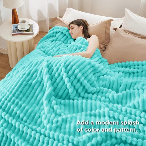 Bedsure GentleSoft Blue California King Blanket - Cozy Fleece Throw for Women | 102x96 Inches