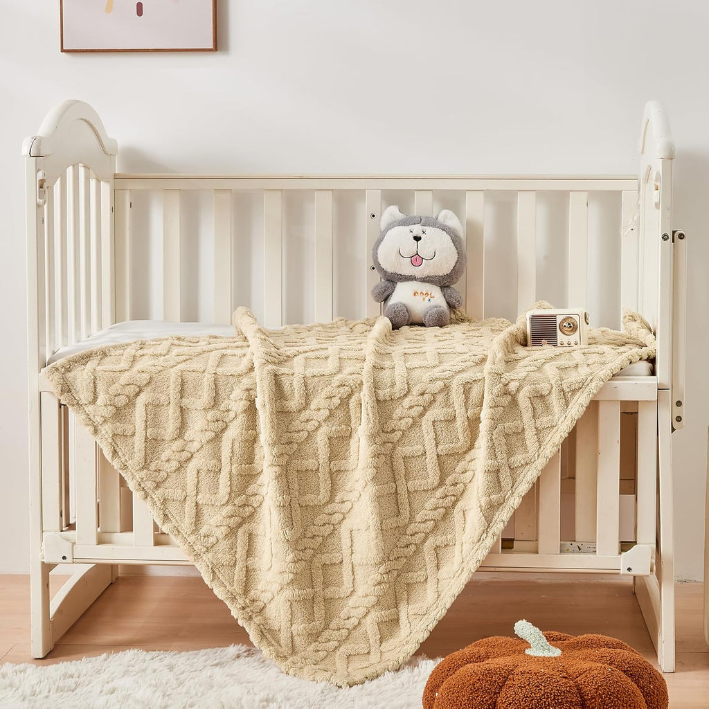Sherpa Fleece Baby Blanket - Ultra Soft & Fluffy Premium Receiving Blanket for Infants | 30”×40” (Khaki)