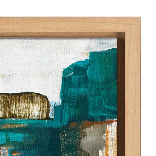 Kate and Laurel Sylvie Meteora Framed Canvas Wall Art by Leah Nadeau; 23x33 Natural; Decorative Abstract Modern Art for Wall