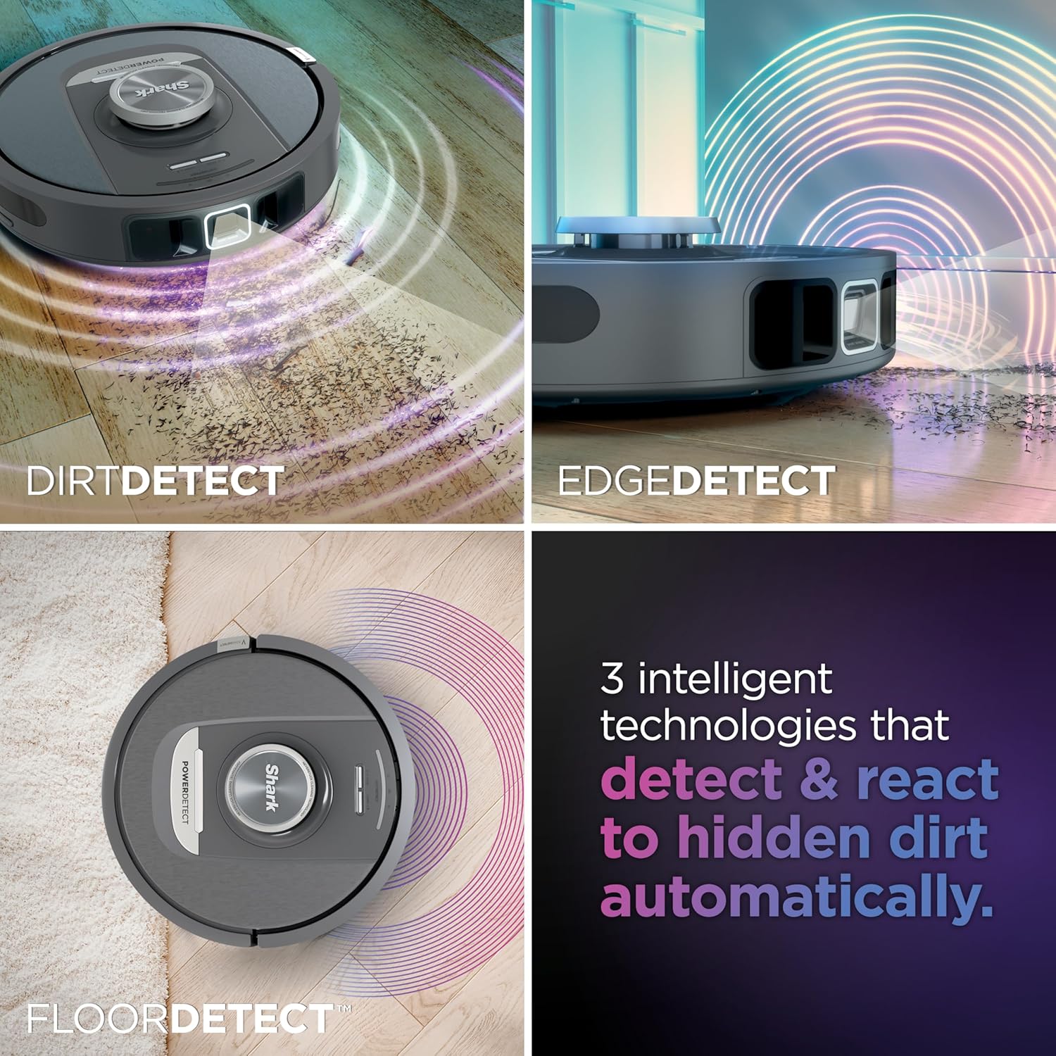 Shark PowerDetect Self-Empty Robot Vacuum - NeverStuck Technology, Auto Deep-Clean Carpets & Hard Floors, XL 60-Day Capacity, Black