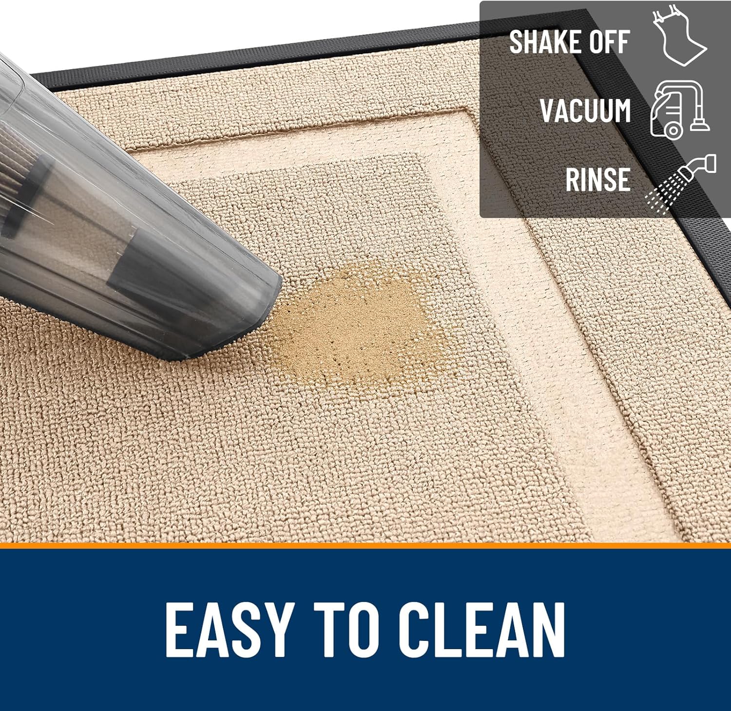 OLANLY Waterproof Front Door Mat - All-Season, Easy Clean, Sturdy Natural Rubber | 71x23 Off-White