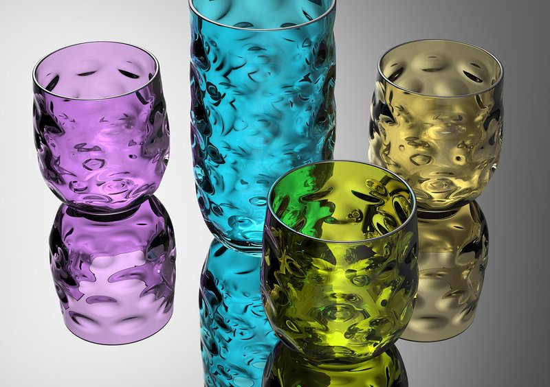 QG 14 oz. Clear Colorful Acrylic Plastic Drinking Glass Rock Tumbler Set of 8 Purple
