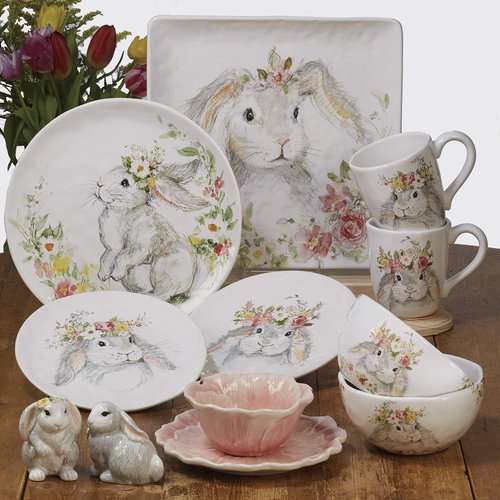Sweet Bunny 5.75" Mugs, Set of 4, 2 Assorted Designs, Multicolor