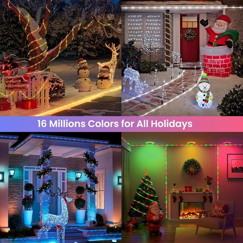 Jnaurb RGB Color Changing Rope Lights - 33ft Smart String Lights with Remote & APP Control | Waterproof Music Sync for Bedroom & Garden
