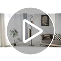 Freestanding Metal Coat Rack with Marble Base - 12 Hooks, Black