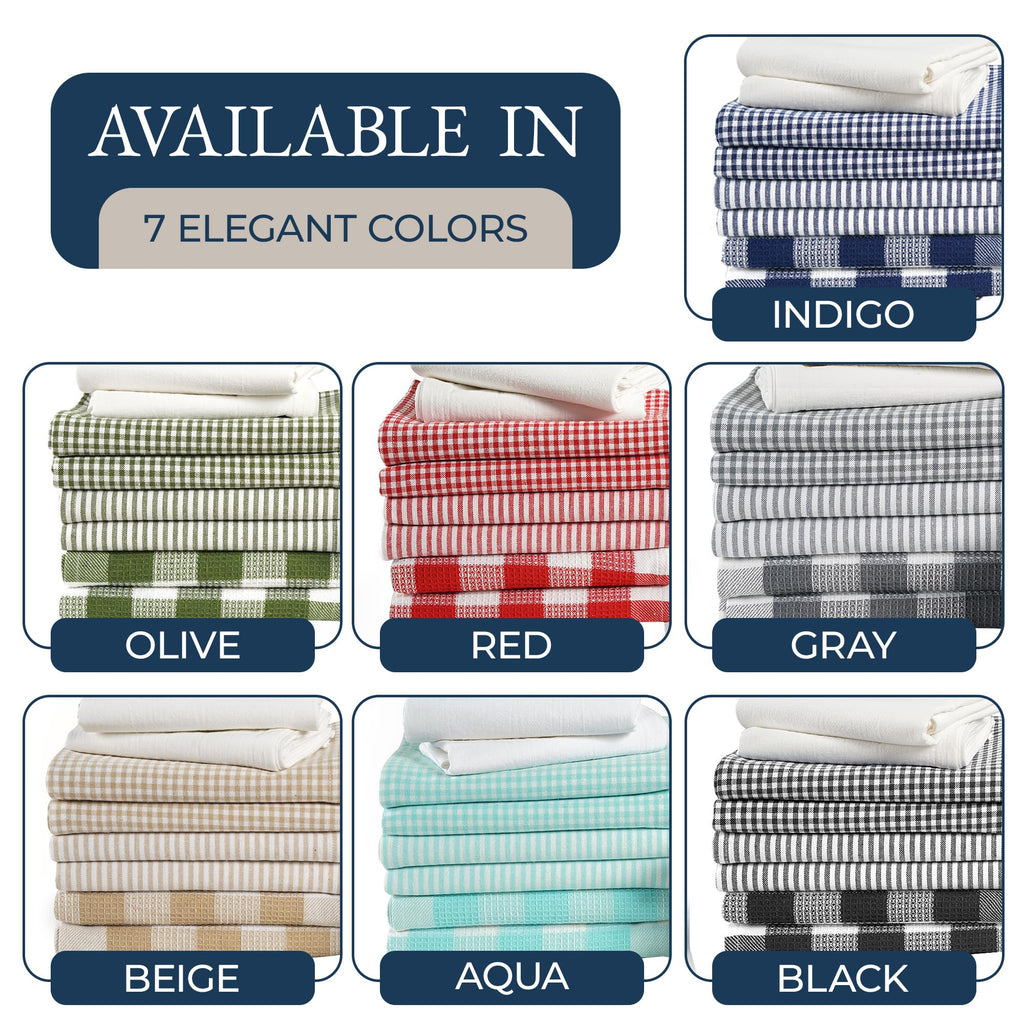 LANE LINEN Kitchen Towels and Dishcloths Sets - 20 Pc Kitchen Essentials for New Home, Heat Resistant Oven Mitts & Pot Holder, Absorbent Flour Sack Dish Towels- Grey