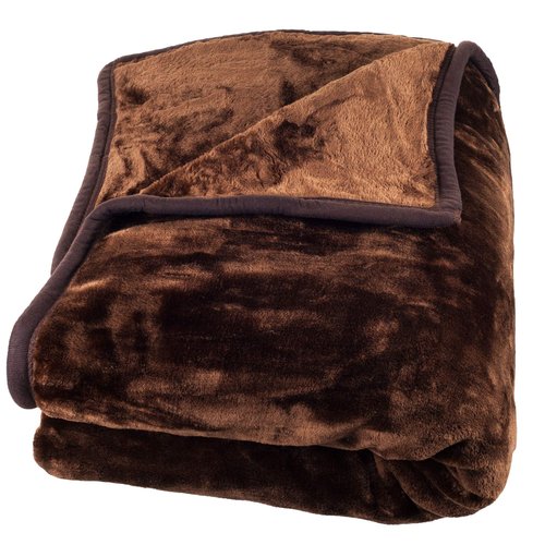 Bedford Home Faux Fur Throw Blanket - Oversized 91x81 Soft Mink-Style, Machine-Washable Bedding - 7.8lb Heavy Throw Blanket for Bed or Sofa (Coffee)