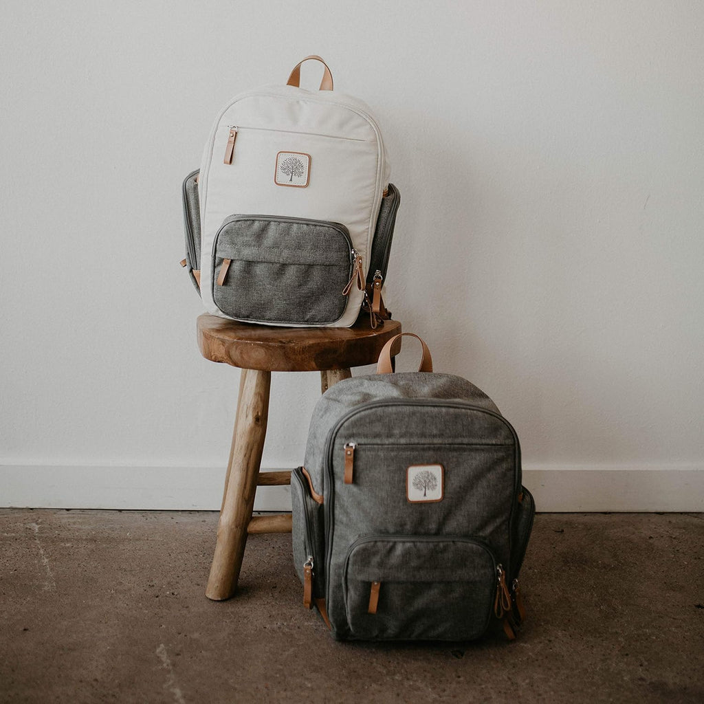 Parker Baby Diaper Backpack - Full Zip Diaper Bag with Insulated Pockets - Stylish Gray Design
