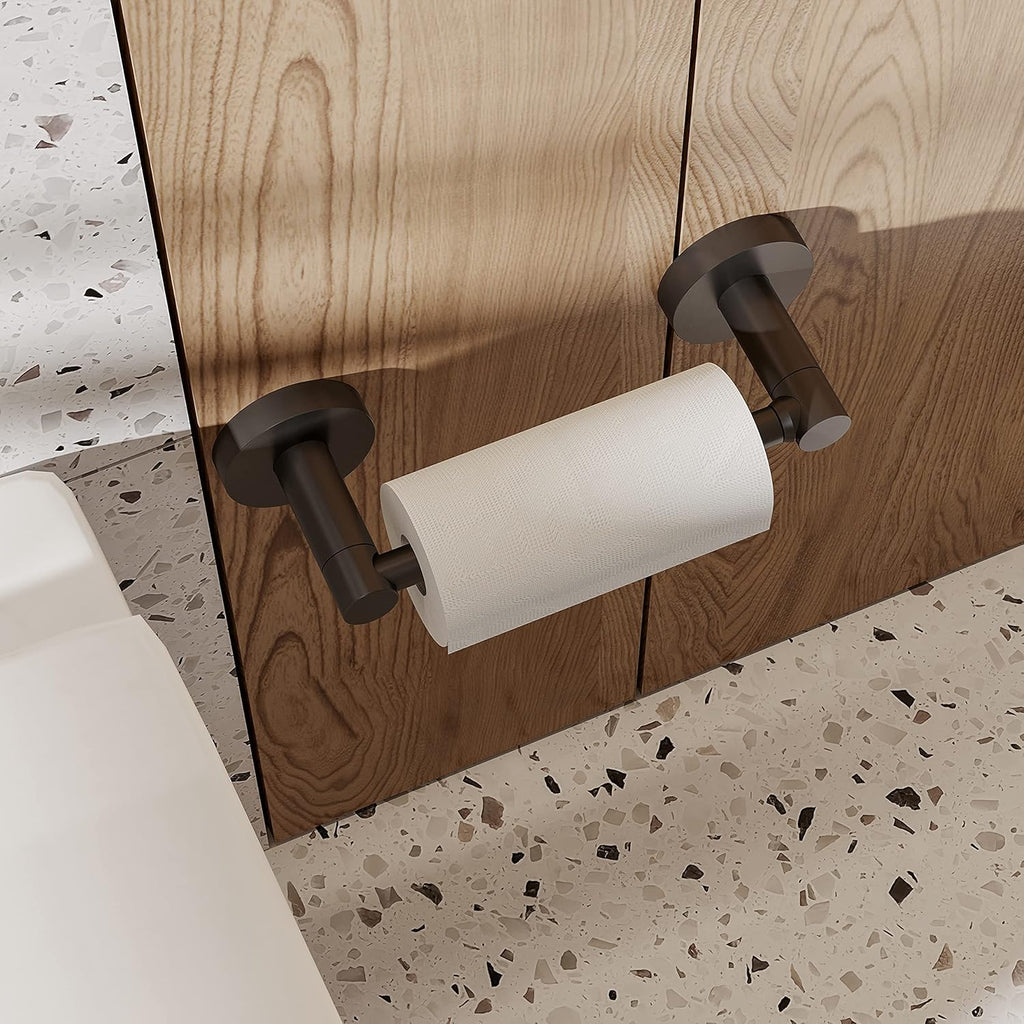 Skiennix Matte Black Toilet Paper Holder - Double Post Pivoting Design | Stainless Steel & Zinc Alloy, Wall-Mount