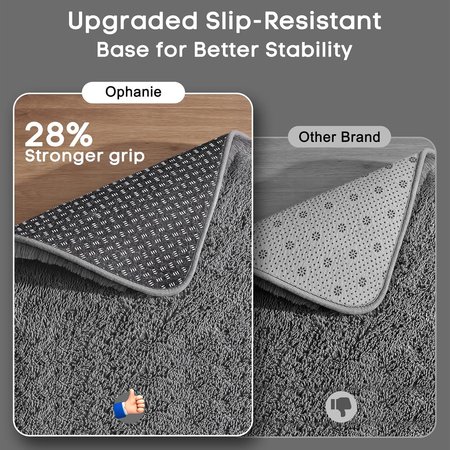 Ophanie Area Rugs - Large 9x12 Grey Shag Carpet | Soft, Thick Indoor Rug for Living Room & Nursery Decor