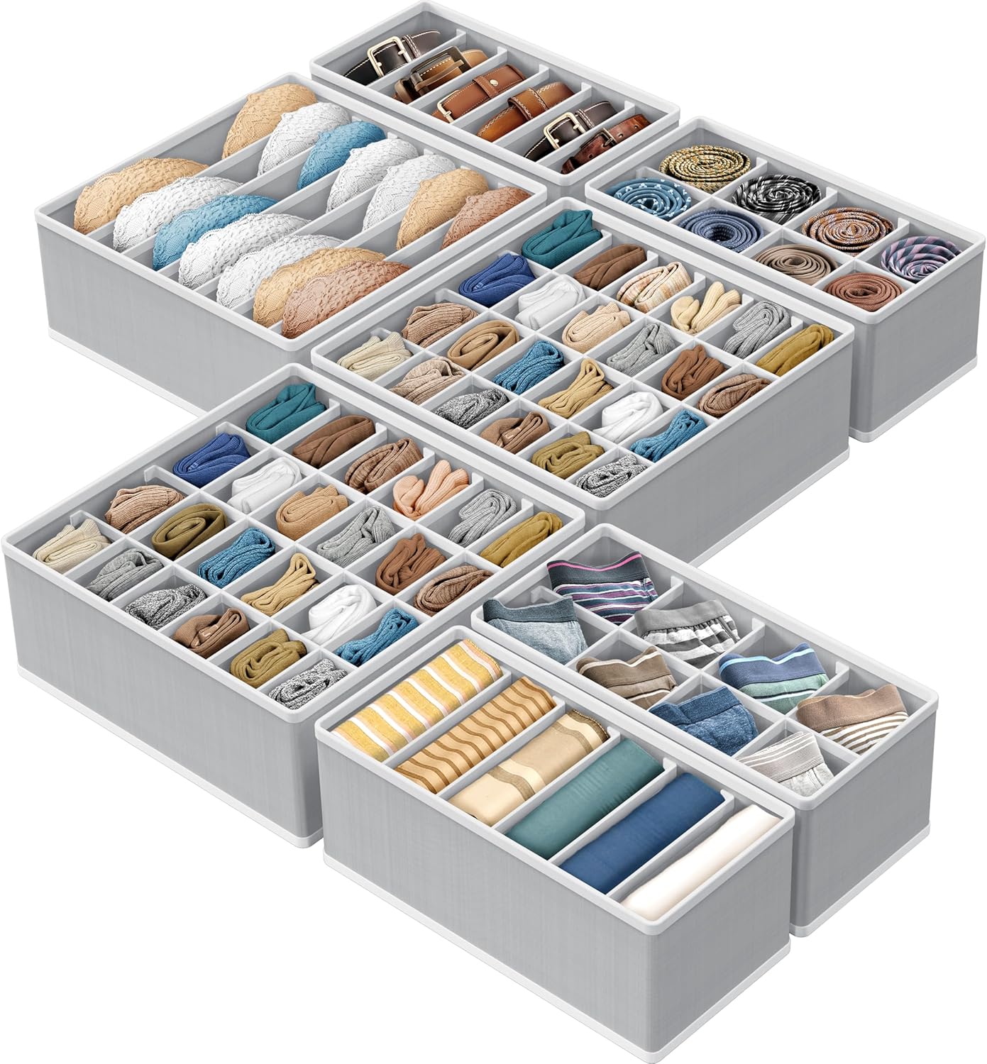 Simple Houseware Underwear Organizer - 7-Piece Drawer Divider Set in Gray for Clutter-Free Storage