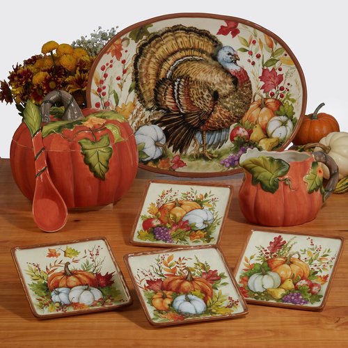 Harvest Blessings Ceramic Rectangular Platter – Ideal for appetizers, desserts, and party favorites, this fall-themed platter adds a cozy harvest touch to every meal and celebration