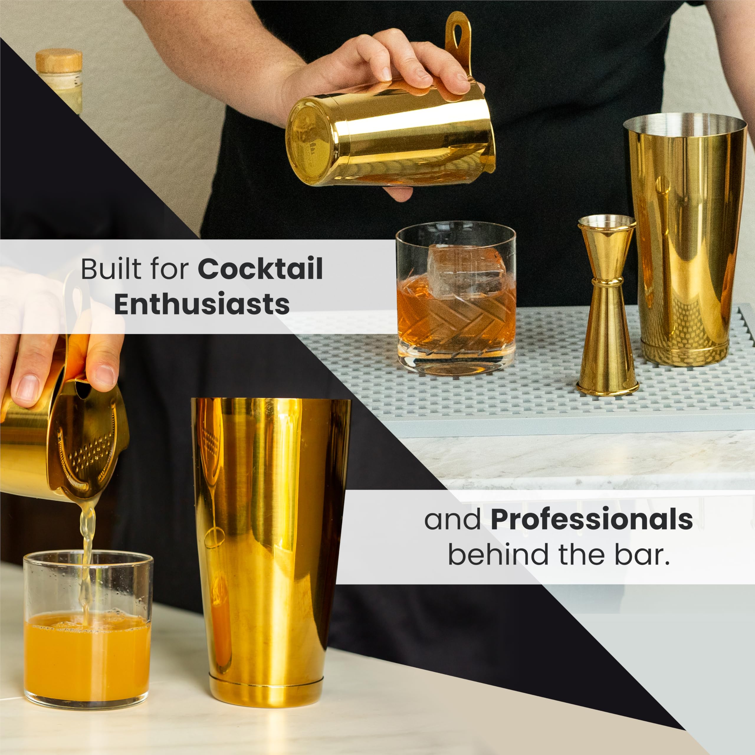 A Bar Above Professional Boston Shakers Set 18 oz Weighted Stainless Steel Cocktail Shaker Set for Bartenders, Premium 304 Steel Bar Shaker, Essential Bartending Tools for Mixing Drinks