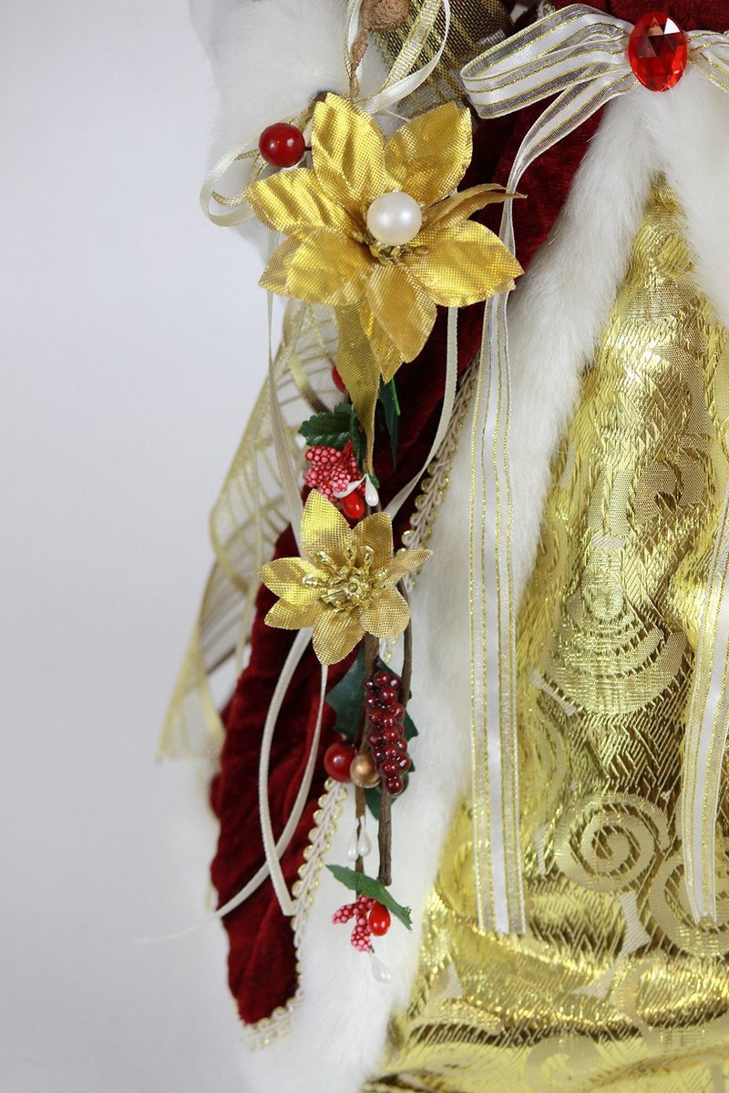 Windy Hill Collection 14" Inch Standing Red Floral African American Black Angel Christmas Tree Topper or Table Top 414570A