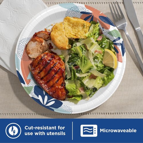 Dixie Large Paper Plates - 10 Inch, 54 Count | 2X Stronger, Microwave-Safe & Soak-Proof Disposable Dinnerware