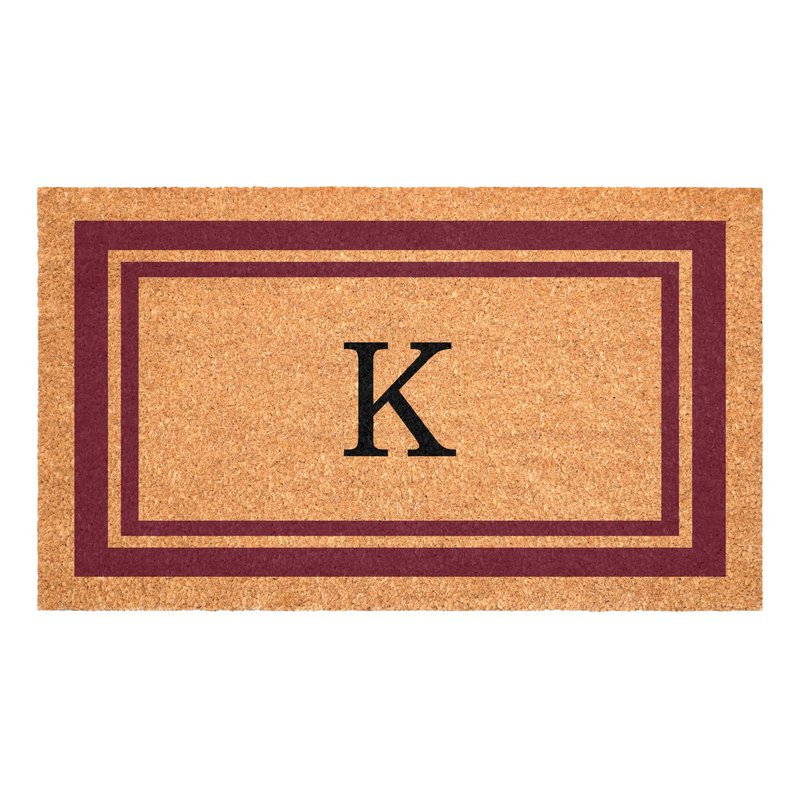 Calloway Mills 152992436K Burgundy Border 24" x 36" Monogram Doormat (Letter K)