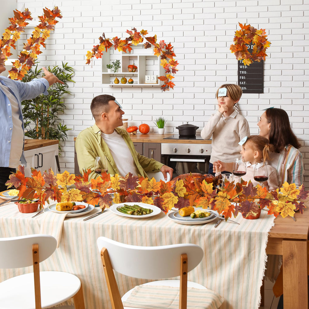 Helimoto Autumn Garland, 8Pack 47.2 FT Fall Garland, Artificial Maple Indoor Autumn Leaves Garlands, Hanging Fall Decorations for Home Thanksgiving Halloween Decor Wedding Party Wall Fireplace Mantle