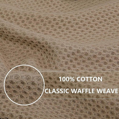 Homaxy 100% Cotton Waffle Weave Dish Cloths - Ultra Soft & Absorbent Quick-Drying Towels | 12x12 Inches, 6-Pack, Tan