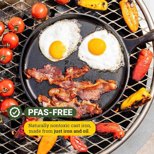Lodge Round Seasoned Cast Iron Griddle - Pre-Seasoned, Non-Toxic Cookware | 10.5-Inch Versatile Pan for Stovetop, Oven, Grill, or Campfire