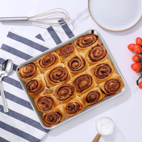 Herogo Stainless Steel Baking Sheet Pan Set - Non-Toxic, Heavy-Duty Bakeware | 2-Pack Small & Medium