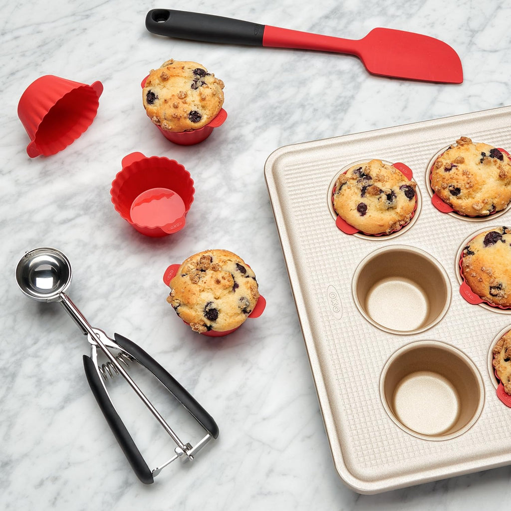 OXO Good Grips Silicone Baking Cups - Reusable, BPA-Free, Non-Stick | 12 Pack for Cupcakes & Muffins