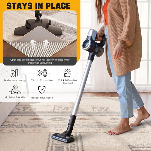 Jorvila Non-Slip Rug Pad - Anti-Skid Mat for Area Rugs | 2x3 Feet Thick Cushion for Hardwood Floors