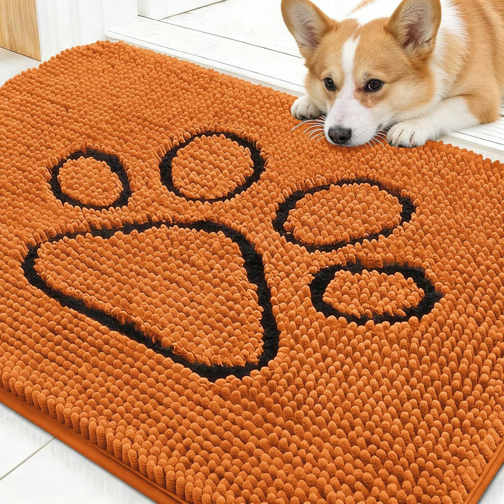 OLANLY Dog Door Mat - Absorbent Non-Slip Mud Mat for Paws | 30x20 Paw Print Design, Quick Dry Clay