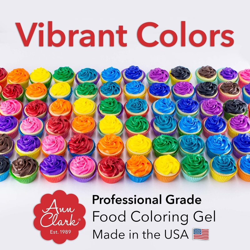 Ann Clark Professional Grade Food Coloring Gel Large 4.5 oz Bottles 12 Color Set Made in USA