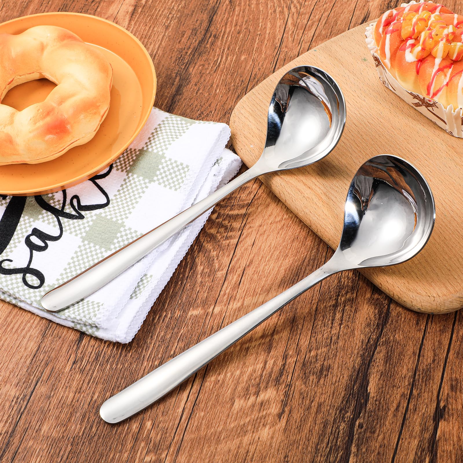 6 Pcs Small Sauce Ladle, 8.2 Inch Stainless Steel Small Serving Ladle Gravy Soup Spoon Ladles (Silver)