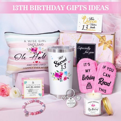 ShinnyWis 13th Birthday Gifts for Girls,Sweet 13 Gifts for Girls,Daughter,Sister,Friends,Bestie,Tumblers Gifts Set for 13 year old girl birthday gifts Ideas